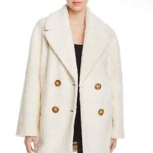 Kate Spade Cream Faux Fur Teddy Coat - Size Medium - Excellent Condition